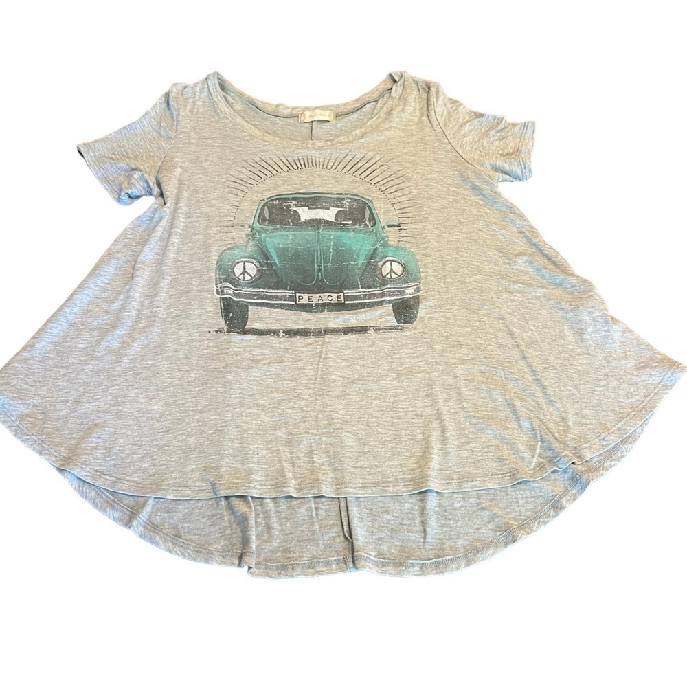 Altar’d State Women’s Grey Scoop Neck VW Peace Short Sleeve Tee Top Small NWT